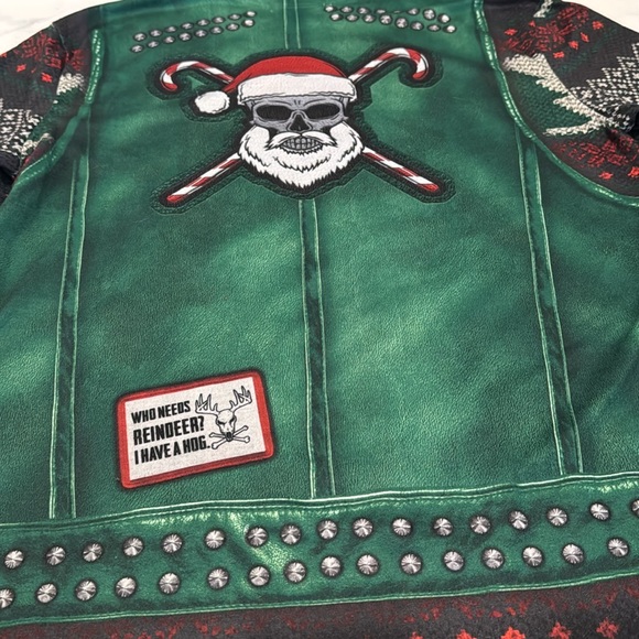 FauxReal Photorealistic Apparel Holiday Biker Shirt With Tattoo Sleeves - Picture 11 of 11